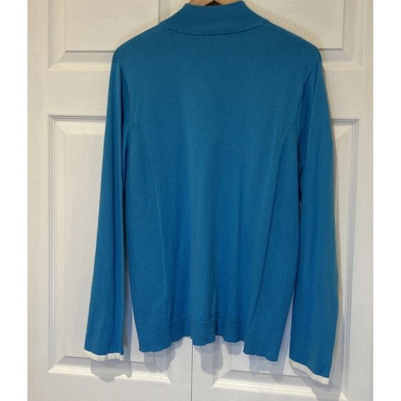 Alashan Womens Sweater Blue XL Cotton Cashmere Quarter Zip Preppy Quiet Luxury - Picture 4 of 7